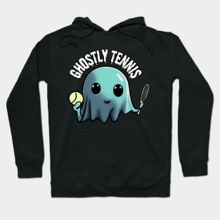 Adorable ghost playing tennis: Ghostly Tennis, Halloween Hoodie